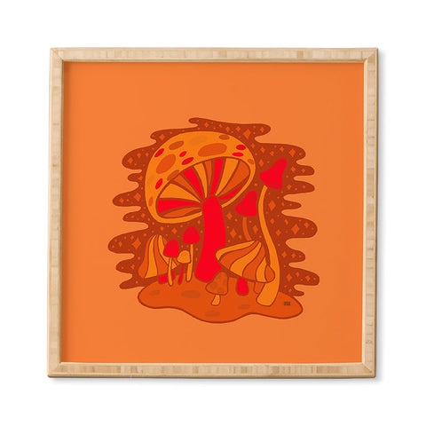 Doodle By Meg Orange Mushrooms Framed Wall Art