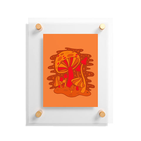 Doodle By Meg Orange Mushrooms Floating Acrylic Print