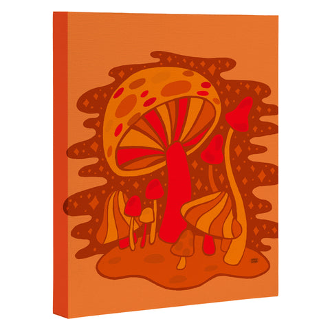 Doodle By Meg Orange Mushrooms Art Canvas