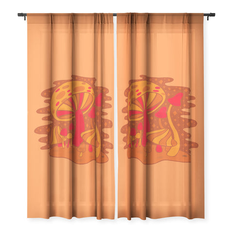 Doodle By Meg Orange Mushrooms Sheer Non Repeat