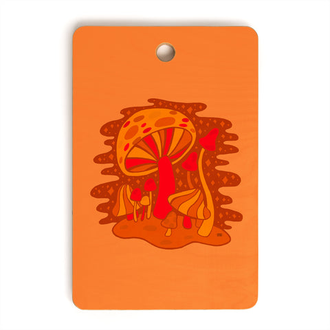 Doodle By Meg Orange Mushrooms Cutting Board Rectangle