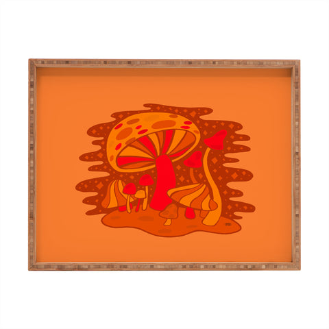 Doodle By Meg Orange Mushrooms Rectangular Tray