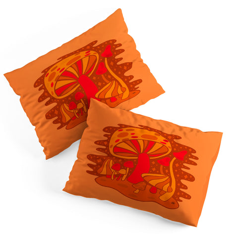 Doodle By Meg Orange Mushrooms Pillow Shams