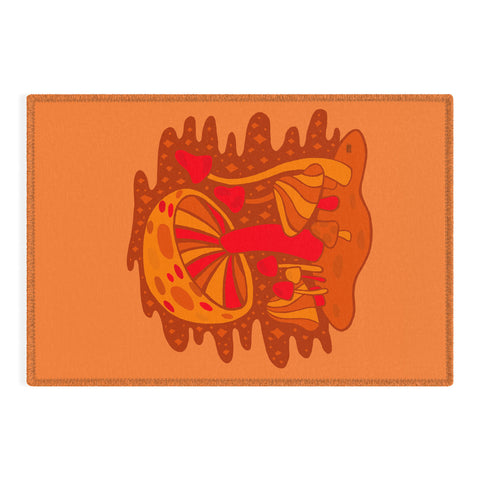 Doodle By Meg Orange Mushrooms Outdoor Rug