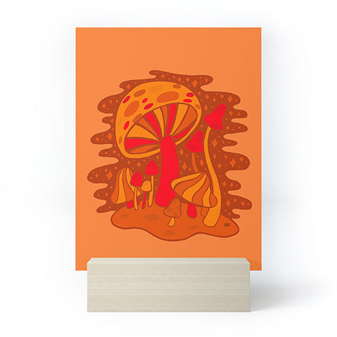 Doodle By Meg Orange Mushrooms Mini Art Print