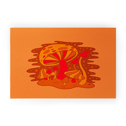 Doodle By Meg Orange Mushrooms Welcome Mat