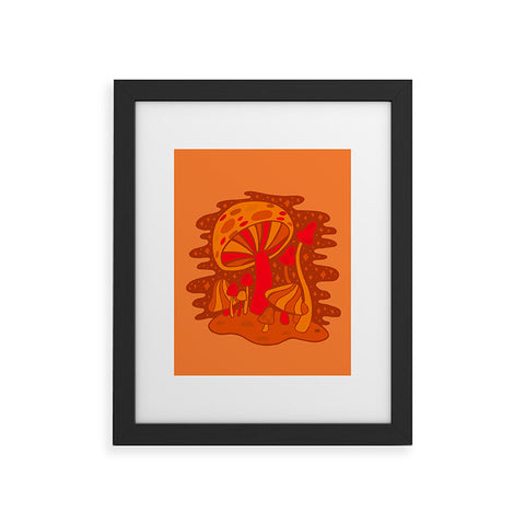 Doodle By Meg Orange Mushrooms Framed Art Print