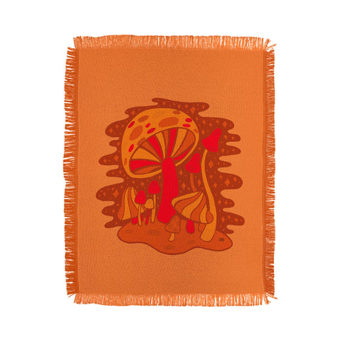 Doodle By Meg Orange Mushrooms Throw Blanket