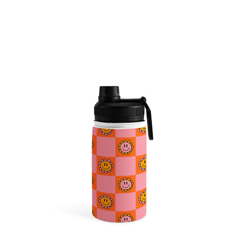Doodle By Meg Orange Pink Checkered Print Water Bottle