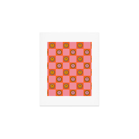Doodle By Meg Orange Pink Checkered Print Art Print