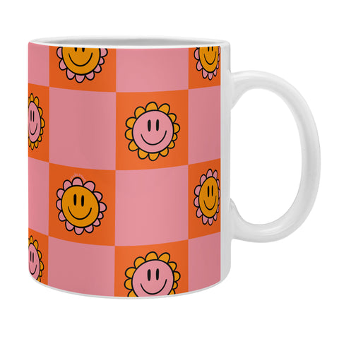 Doodle By Meg Orange Pink Checkered Print Coffee Mug