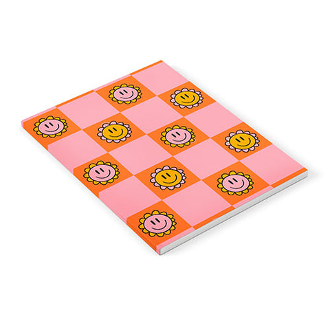 Doodle By Meg Orange Pink Checkered Print Notebook