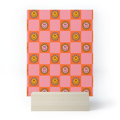 Doodle By Meg Orange Pink Checkered Print Mini Art Print