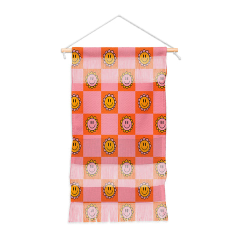 Doodle By Meg Orange Pink Checkered Print Wall Hanging Portrait