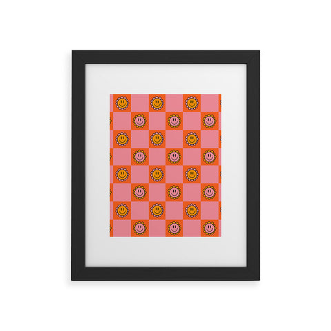 Doodle By Meg Orange Pink Checkered Print Framed Art Print
