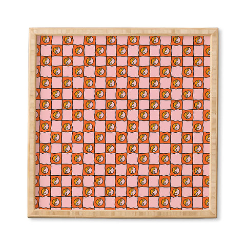 Doodle By Meg Orange Yin yang Checkered Print Framed Wall Art