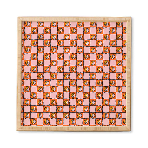 Doodle By Meg Orange Yin yang Checkered Print Framed Wall Art