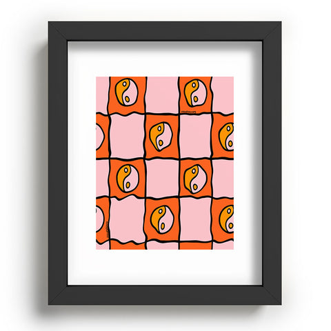 Doodle By Meg Orange Yin yang Checkered Print Recessed Framing Rectangle