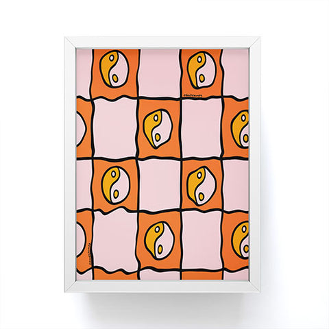 Doodle By Meg Orange Yin yang Checkered Print Framed Mini Art Print