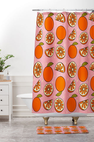 Doodle By Meg Oranges Print Shower Curtain And Mat