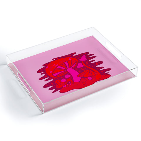 Doodle By Meg Pink Mushrooms Acrylic Tray