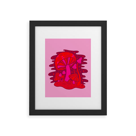 Doodle By Meg Pink Mushrooms Framed Art Print