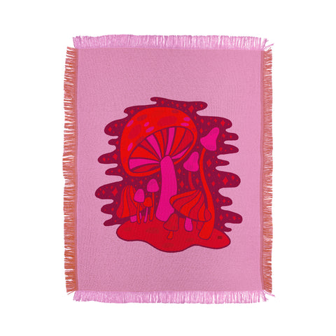 Doodle By Meg Pink Mushrooms Throw Blanket