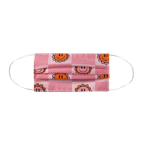Doodle By Meg Pink Smiley Checkered Print Face Mask