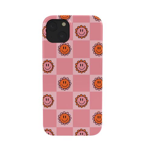 Doodle By Meg Pink Smiley Checkered Print Phone Case