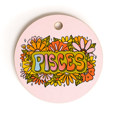 Doodle By Meg Pisces Flowers Cutting Board Round