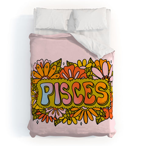 Doodle By Meg Pisces Flowers Duvet Cover