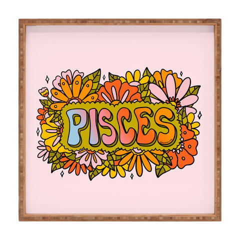 Doodle By Meg Pisces Flowers Square Tray