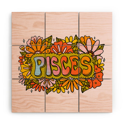 Doodle By Meg Pisces Flowers Wood Wall Mural