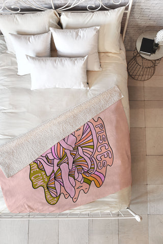 Doodle By Meg Pisces Mushroom Fleece Throw Blanket