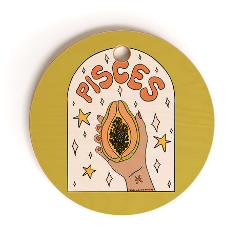Doodle By Meg Pisces Papaya Cutting Board Round