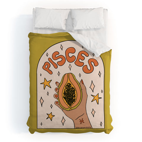 Doodle By Meg Pisces Papaya Duvet Cover