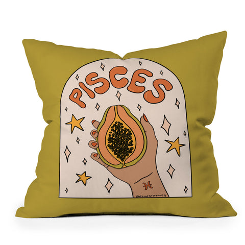 Doodle By Meg Pisces Papaya Throw Pillow