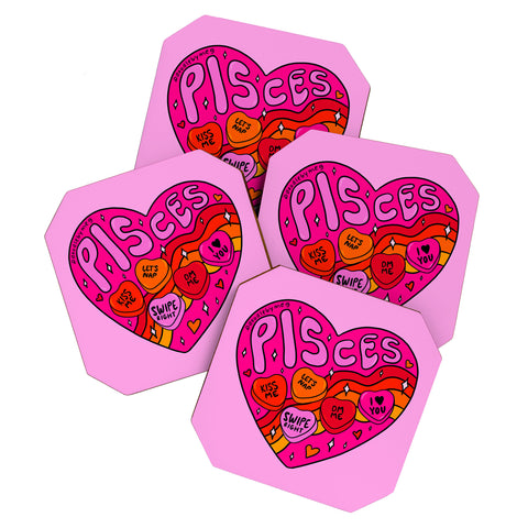 Doodle By Meg Pisces Valentine Coaster Set