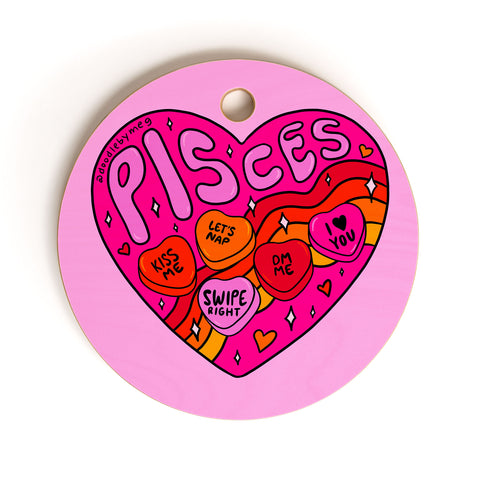 Doodle By Meg Pisces Valentine Cutting Board Round