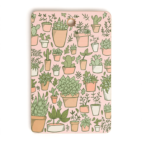 Doodle By Meg Potted Plants Print Cutting Board Rectangle