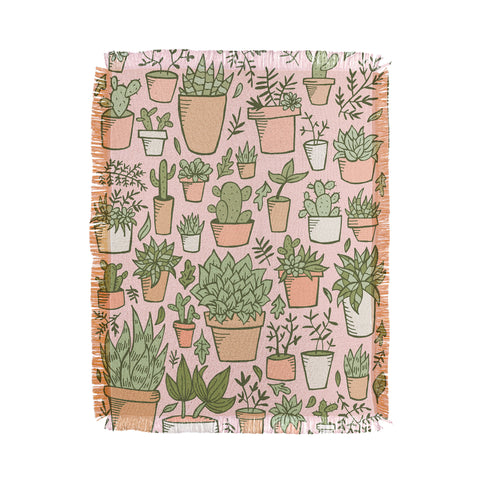 Doodle By Meg Potted Plants Print Throw Blanket