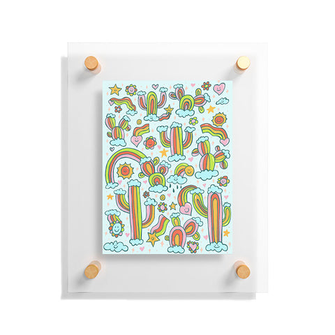 Doodle By Meg Rainbow Cacti Floating Acrylic Print