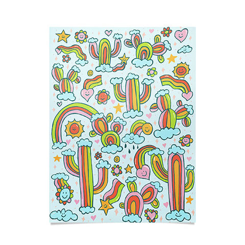 Doodle By Meg Rainbow Cacti Poster