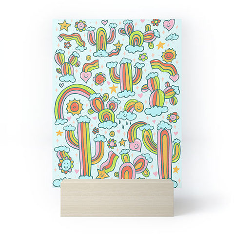 Doodle By Meg Rainbow Cacti Mini Art Print
