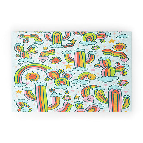Doodle By Meg Rainbow Cacti Welcome Mat