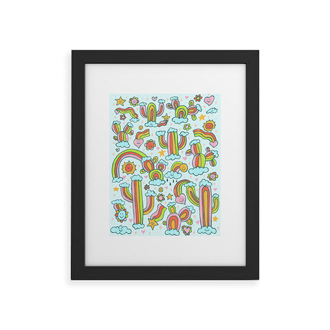 Doodle By Meg Rainbow Cacti Framed Art Print
