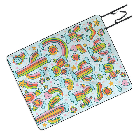Doodle By Meg Rainbow Cacti Picnic Blanket