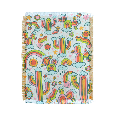 Doodle By Meg Rainbow Cacti Throw Blanket