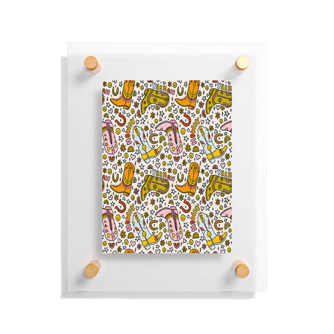 Doodle By Meg Rainbow Cowboy Boots Print Floating Acrylic Print