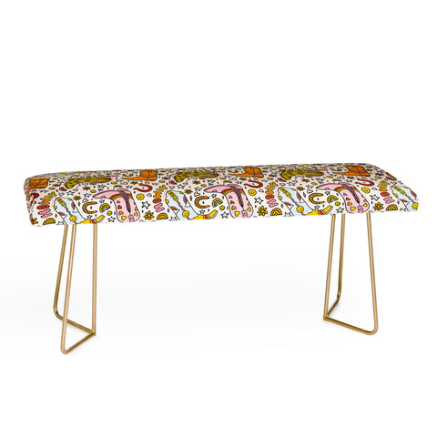 Doodle By Meg Rainbow Cowboy Boots Print Bench